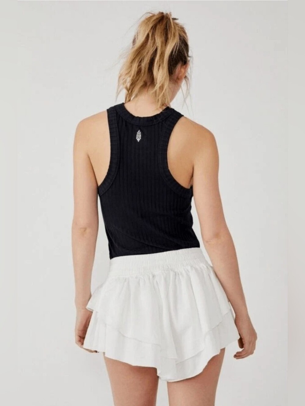 Free People FP Movement Blissed Out Tank in Black Ribbed Racerback Top Medium - Picture 4 of 7